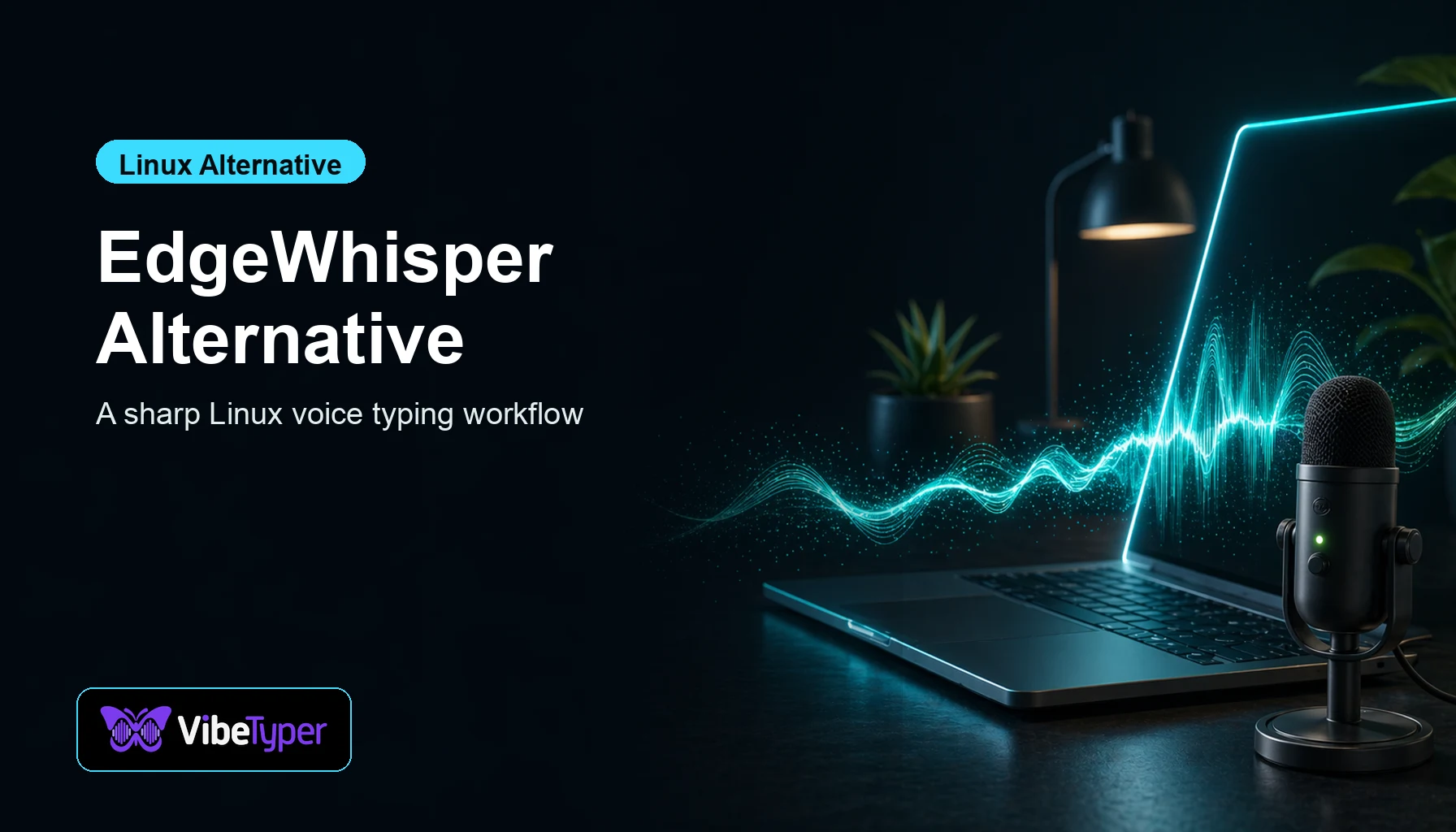 EdgeWhisper Alternative for Linux blog hero with edge-lit voice waveform