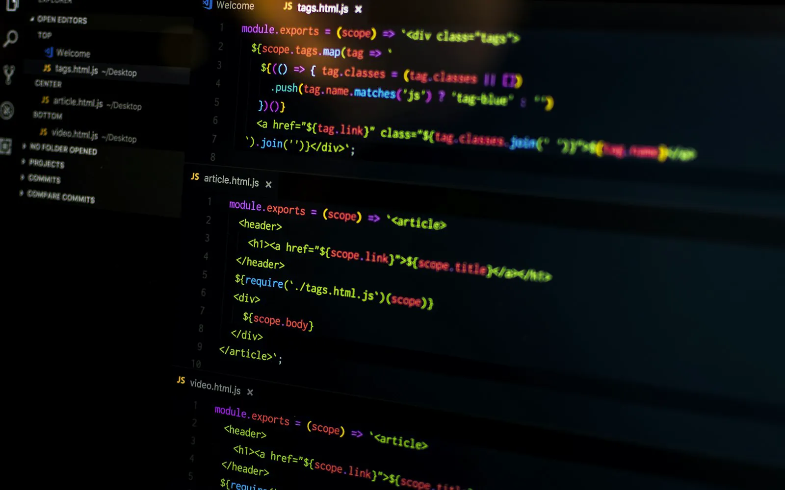 A developer in flow state working in a dark environment