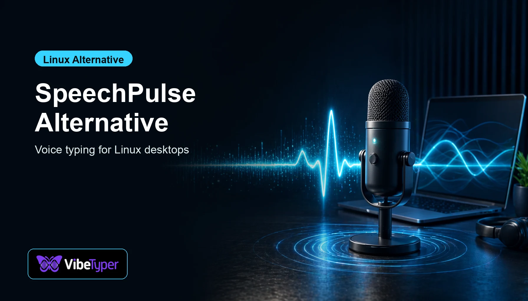 SpeechPulse Alternative for Linux blog hero with pulse waveform and microphone